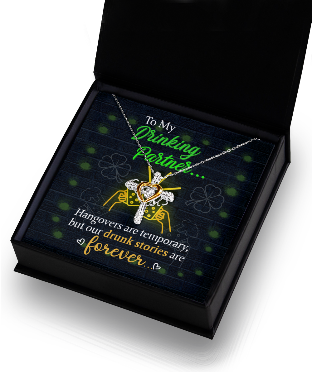 A gift box with an image of a spider and a Cross Dancing Necklace symbolizing faithfulness from Gearbubble.